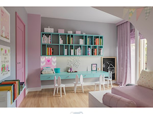 Dom 160 - Średni różowy szary pokój dziecka dla dziecka dla dziewczynki, styl nowoczesny - zdjęcie od BLUETARPAN
