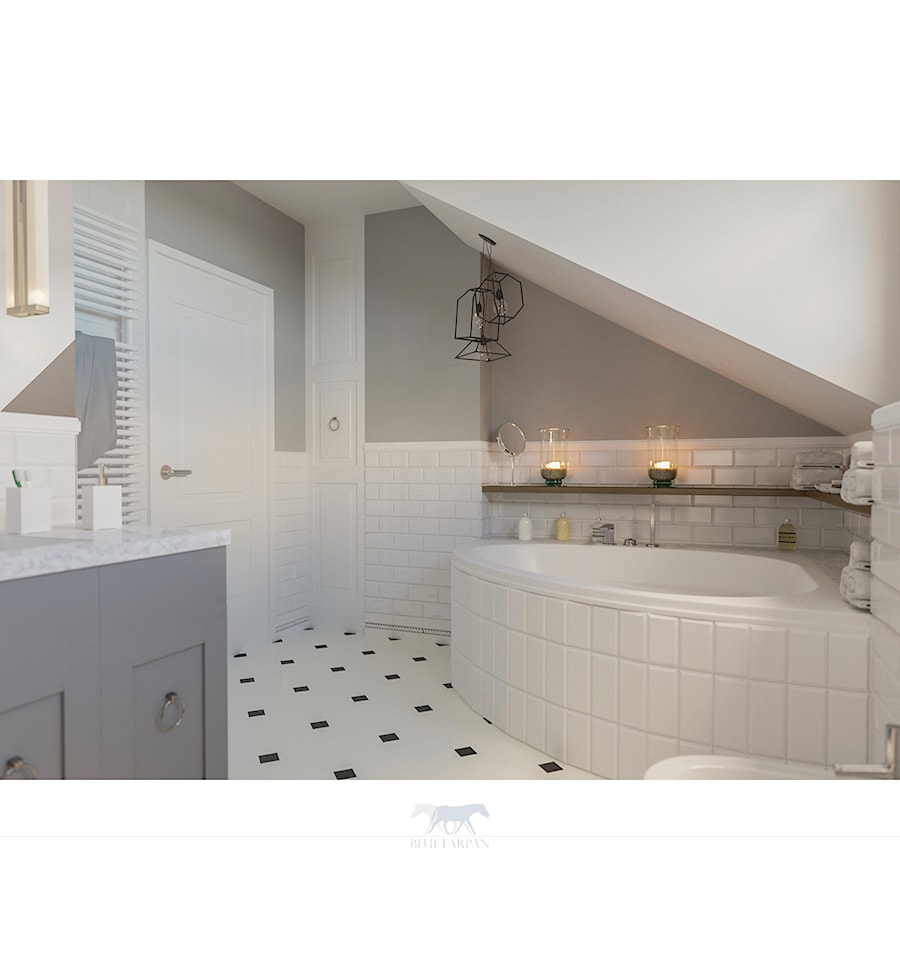Dom 160 - Średnia na poddaszu łazienka z oknem, styl prowansalski - zdjęcie od BLUETARPAN