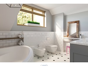 Dom 160 - Mała na poddaszu łazienka z oknem, styl prowansalski - zdjęcie od BLUETARPAN