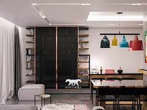 M81 - Mały biały salon z jadalnią, styl nowoczesny - zdjęcie od BLUETARPAN
