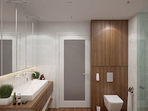 M90 - Średnia bez okna z dwoma umywalkami z punktowym oświetleniem łazienka, styl nowoczesny - zdjęcie od BLUETARPAN