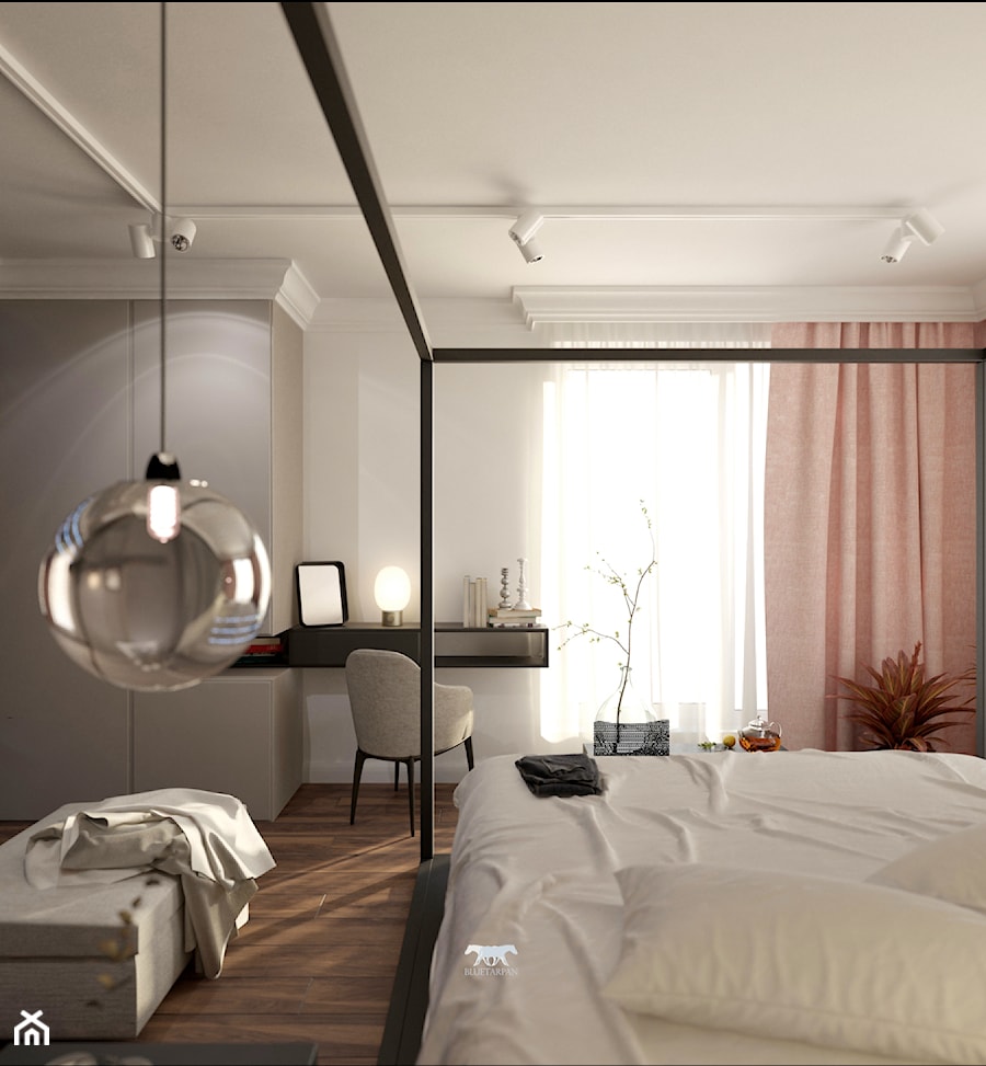 M90 - Duża biała sypialnia, styl nowoczesny - zdjęcie od BLUETARPAN