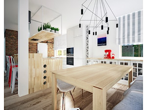 Dom 160 - Średnia biała jadalnia w kuchni, styl prowansalski - zdjęcie od BLUETARPAN