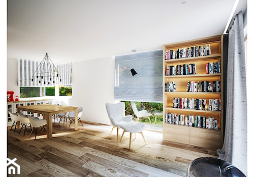 Dom 160 - Duża biała jadalnia w salonie, styl prowansalski - zdjęcie od BLUETARPAN