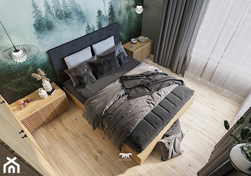 M53 - Średnia szara zielona sypialnia, styl nowoczesny - zdjęcie od BLUETARPAN