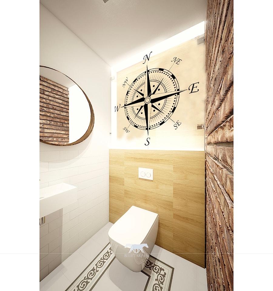 Dom 160 - Mała bez okna z lustrem łazienka, styl prowansalski - zdjęcie od BLUETARPAN