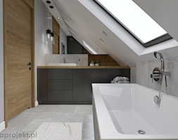 Dom pod Gdańskiem - Duża z lustrem z punktowym oświetleniem łazienka z oknem, styl industrialny - zdjęcie od emkaprojekt - Homebook