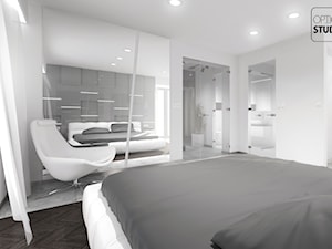Nowoczesna sypialnia w odcieniach szarości - zdjęcie od OptionSTUDIO