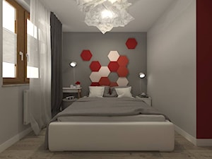 I wtedy stało się czerwone - Mała szara sypialnia, styl nowoczesny - zdjęcie od ARCHITEKSTURA Malwina Kroll architekt