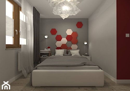 I wtedy stało się czerwone - Mała szara sypialnia, styl nowoczesny - zdjęcie od ARCHITEKSTURA Malwina Kroll architekt