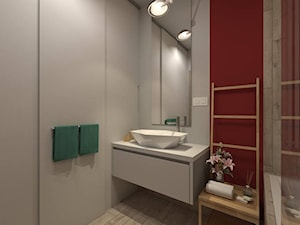 I wtedy stało się czerwone - Średnia bez okna z lustrem łazienka, styl nowoczesny - zdjęcie od ARCHITEKSTURA Malwina Kroll architekt