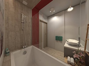 I wtedy stało się czerwone - Średnia bez okna z lustrem z punktowym oświetleniem łazienka, styl nowoczesny - zdjęcie od ARCHITEKSTURA Malwina Kroll architekt