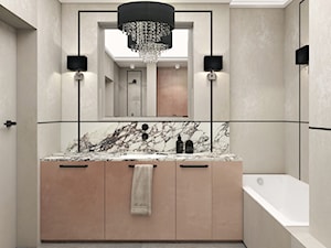 Call me Crystal Clear - Mała bez okna z lustrem z marmurową podłogą łazienka, styl nowoczesny - zdjęcie od ARCHITEKSTURA Malwina Kroll architekt