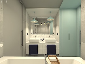 TEASER - Far, far away...SherLOCKED - Mała bez okna z dwoma umywalkami łazienka, styl nowoczesny - zdjęcie od ARCHITEKSTURA Malwina Kroll architekt