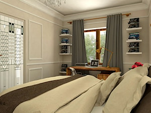 Średnia szara z biurkiem sypialnia, styl nowoczesny - zdjęcie od ARCHITEKSTURA Malwina Kroll architekt