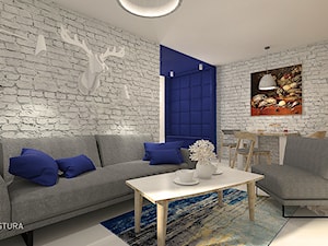 GranatLOVE - Mały szary salon z jadalnią, styl nowoczesny - zdjęcie od ARCHITEKSTURA Malwina Kroll architekt