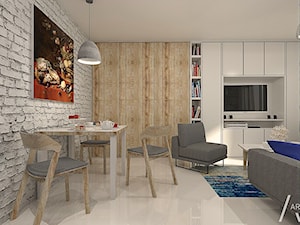 GranatLOVE - Mała beżowa szara jadalnia w salonie, styl nowoczesny - zdjęcie od ARCHITEKSTURA Malwina Kroll architekt