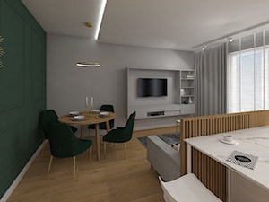Mieszkanie Lublin 2017 - Średni szary zielony salon z jadalnią, styl nowoczesny - zdjęcie od MJ Design Monika Juszczel