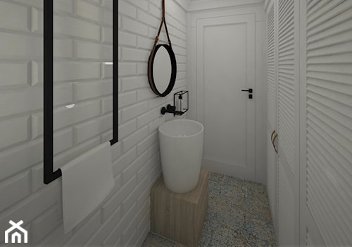 Dom pod Krakowem 2017 - Mała bez okna z lustrem łazienka, styl skandynawski - zdjęcie od MJ Design Monika Juszczel