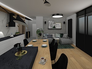 Mieszkanie Ostrowiec Św. 2019 - Średni szary salon z kuchnią z jadalnią, styl nowoczesny - zdjęcie od MJ Design Monika Juszczel