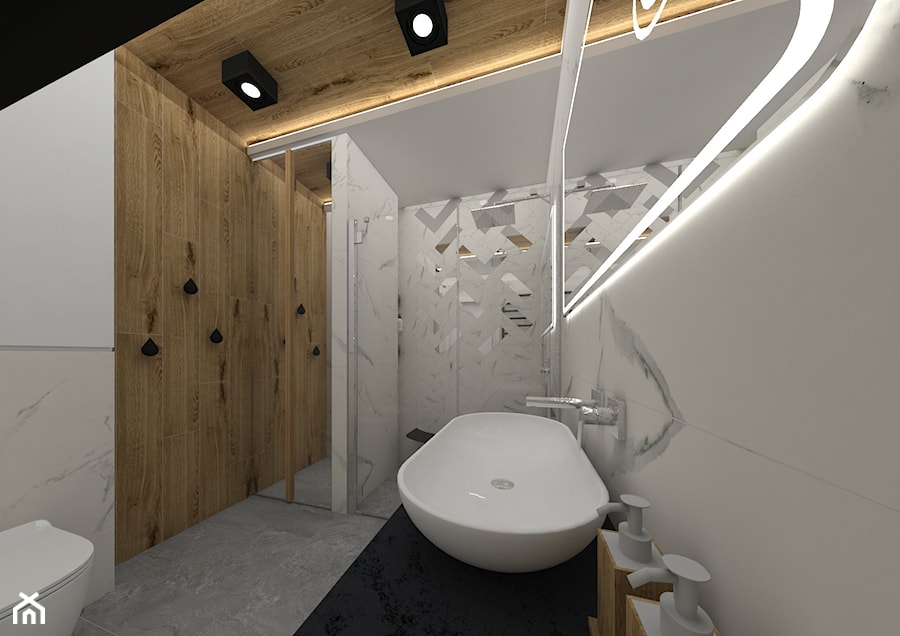 Mieszkanie Ostrowiec Św. 2019 - Średnia bez okna z punktowym oświetleniem łazienka, styl nowoczesny - zdjęcie od MJ Design Monika Juszczel