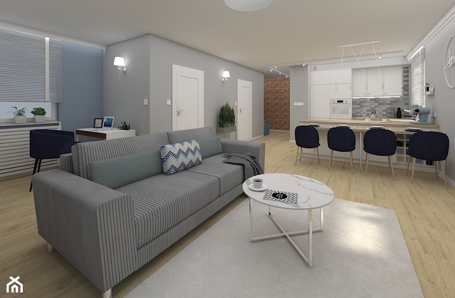 Apartament Kraków 2019 - Średni szary salon z jadalnią, styl nowoczesny - zdjęcie od MJ Design Monika Juszczel