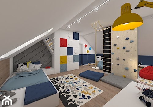 Dom pod lasem 2019 - Duży biały pokój dziecka dla dziecka dla chłopca, styl skandynawski - zdjęcie od MJ Design Monika Juszczel