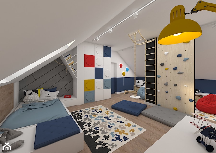 Dom pod lasem 2019 - Duży biały pokój dziecka dla dziecka dla chłopca, styl skandynawski - zdjęcie od MJ Design Monika Juszczel