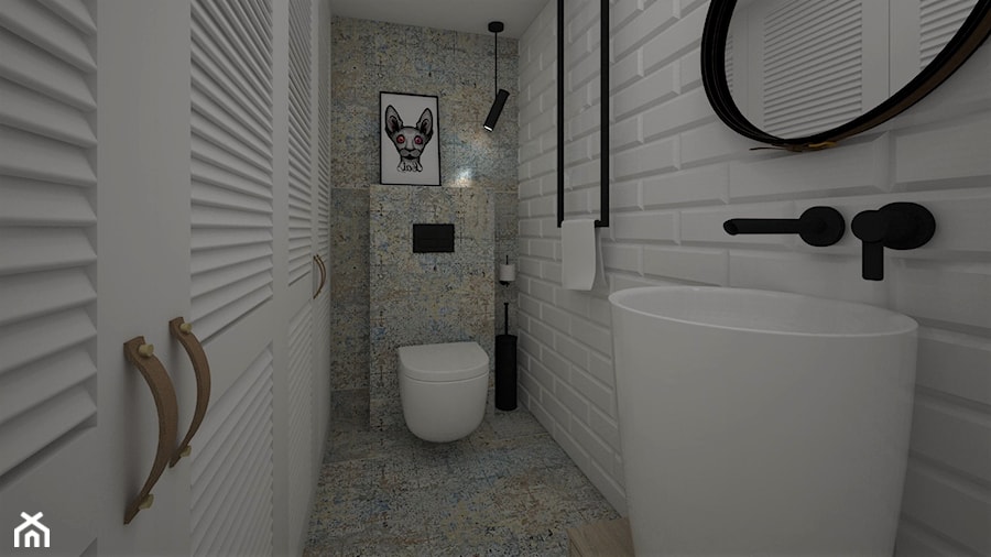 Dom pod Krakowem 2017 - Mała z punktowym oświetleniem łazienka, styl skandynawski - zdjęcie od MJ Design Monika Juszczel