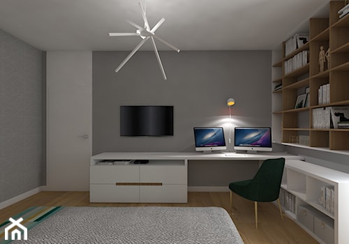 Mieszkanie Lublin 2017 - Średnia szara z biurkiem sypialnia, styl nowoczesny - zdjęcie od MJ Design Monika Juszczel