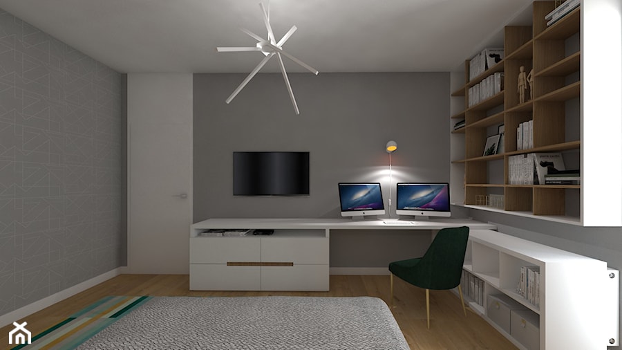 Mieszkanie Lublin 2017 - Średnia szara z biurkiem sypialnia, styl nowoczesny - zdjęcie od MJ Design Monika Juszczel