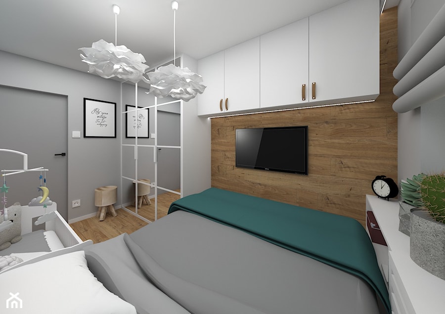 Mieszkanie 39m2 w Ostrowcu Świętokrzyskim 2019 - Sypialnia, styl skandynawski - zdjęcie od MJ Design Monika Juszczel