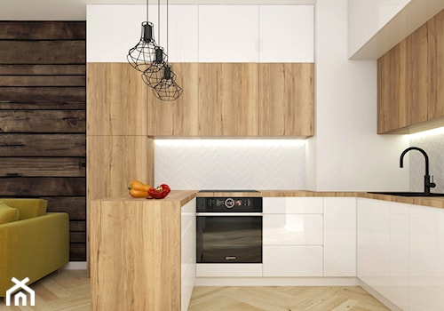 Biało-drewniana kuchnia - zdjęcie od KPstudio