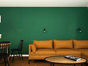 Salon w minimalistycznym stylu vintage z charakterem zieleni - zdjęcie od KPstudio
