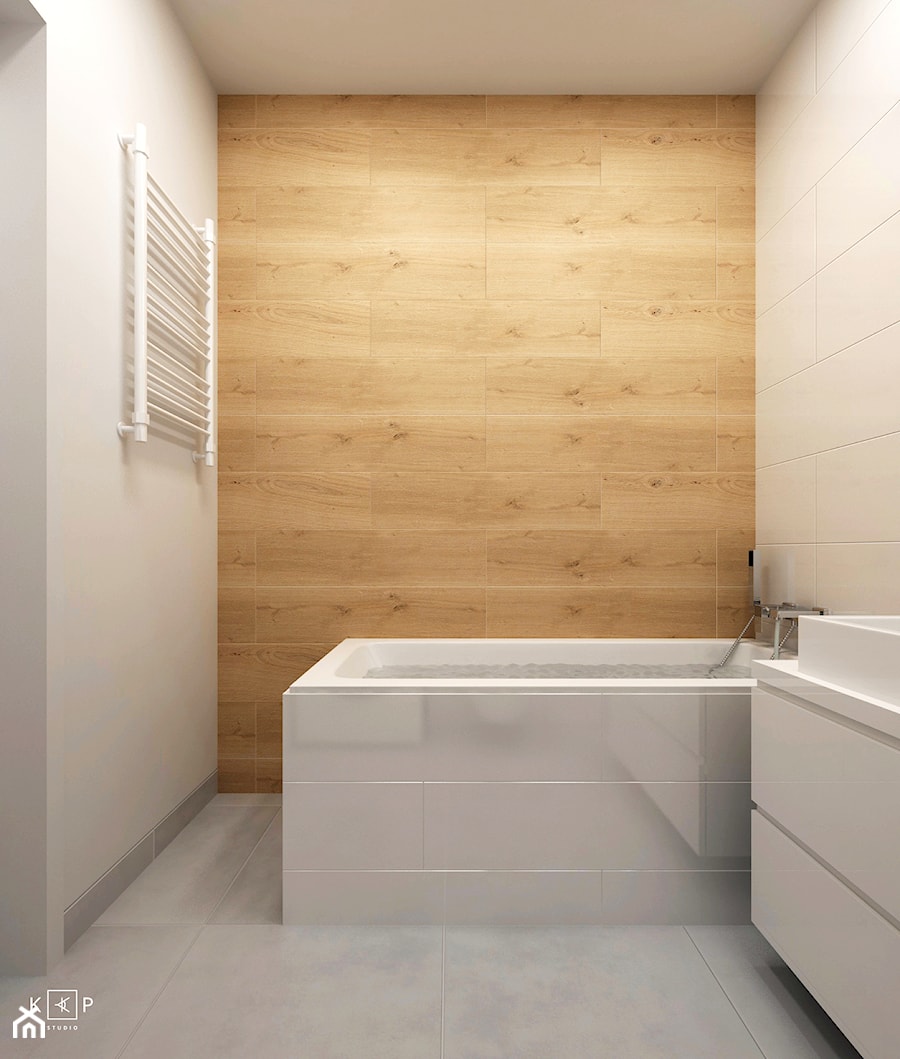 Biało-drewniana łazienka - zdjęcie od KPstudio