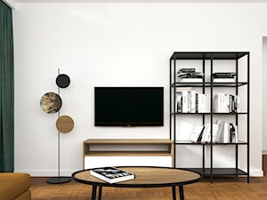 Jasny salon w minimalistycznym stylu vintage - zdjęcie od KPstudio