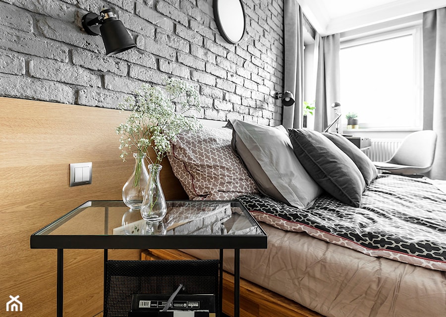 Mieszkanie w Zielonej Górze 3 - Średnia szara z biurkiem sypialnia - zdjęcie od STRAŻYŃSKI STUDIO