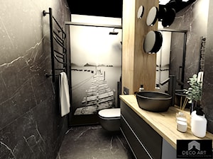 This is a men's World... - Mała bez okna z lustrem z marmurową podłogą z punktowym oświetleniem łazienka, styl nowoczesny - zdjęcie od Deco Art Pracownia Projektowania Wnętrz