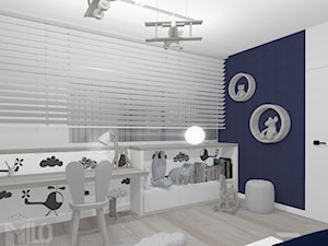 Pokój chłopca z motywem księżyca - Średni biały niebieski pokój dziecka dla dziecka dla chłopca dla dziewczynki, styl nowoczesny - zdjęcie od MILO studio