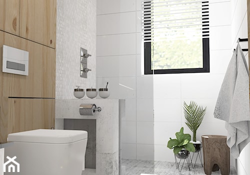 Jasna łazienka z betonem i drewnem - zdjęcie od MILO studio