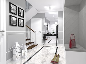 Dom w szarosciach - Średni szary z marmurem na podłodze hol / przedpokój, styl glamour - zdjęcie od Belleville home & living