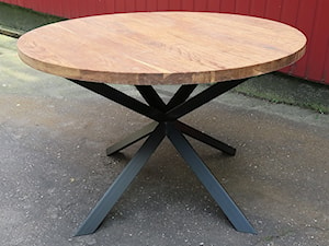 Okrągły stół dębowy na stalowej nodze - zdjęcie od NaLata - Meble Drewniane, Ariel Młotkowski