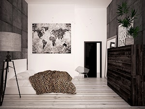 Loft Ewy - Średnia szara sypialnia, styl industrialny - zdjęcie od DizajnLowe Studio