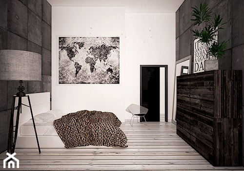 Loft Ewy - Średnia szara sypialnia, styl industrialny - zdjęcie od DizajnLowe Studio