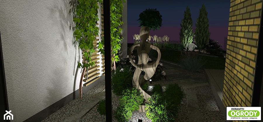 Wizualizacje projektu ogrodu w Wiklinowej dolinie k/Olsztyna - oświetlenie - zdjęcie od Merantti design - Projektowanie wnętrz i ogrodów