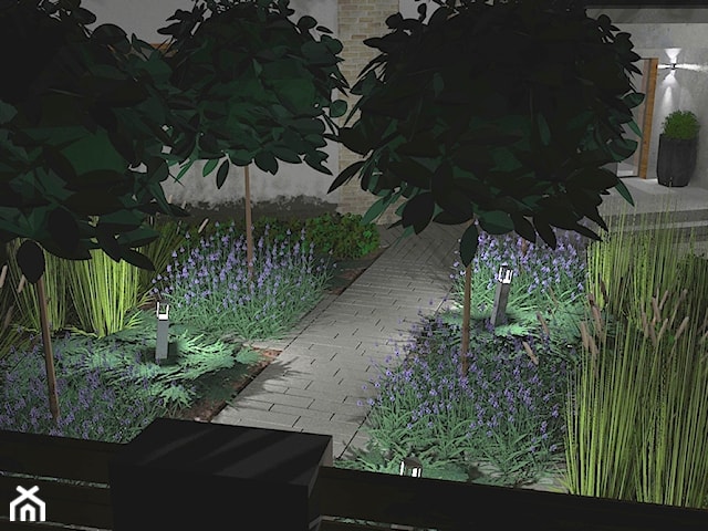 Projekt ogrodu - Tomaszkowo, oświetlenie ogrodu minimalistycznego