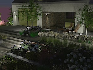 Projekt ogrodu na skarpie 1500m2 nocą w Olsztynie - zdjęcie od Merantti design - Projektowanie wnętrz i ogrodów