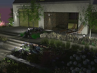 Projekt ogrodu - Olsztyn, oświetlenie ogrodu na skarpie 