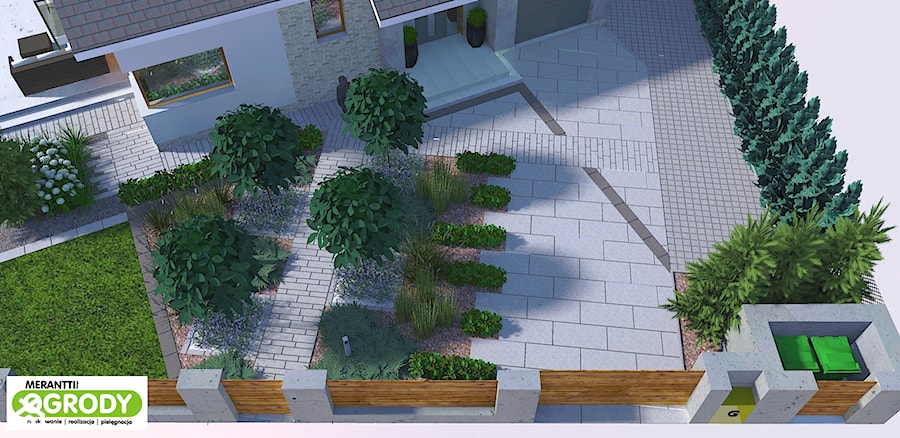 Projekt ogrodu nowoczesnego dla nowoczesnej rodziny - zdjęcie od Merantti design - Projektowanie wnętrz i ogrodów