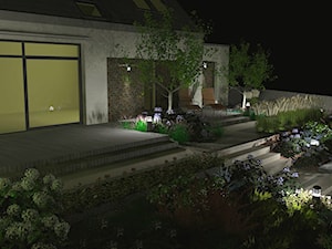 Projekt ogrodu na skarpie 1500m2 nocą w Olsztynie - zdjęcie od Merantti design - Projektowanie wnętrz i ogrodów